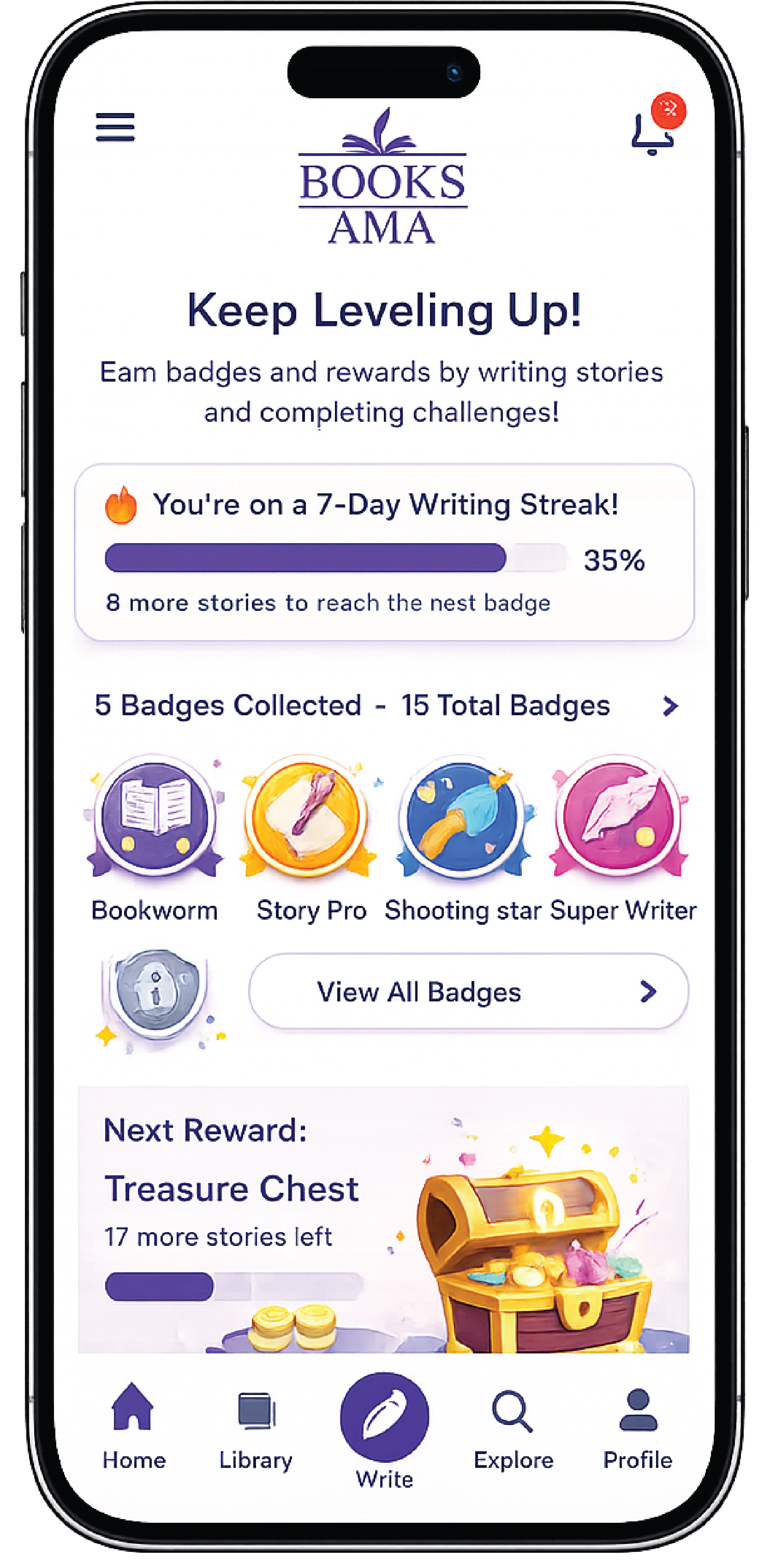 BooksByAma Home screen